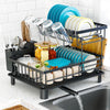 Foldable Over Sink Dish Drying Rack｜Pull-Out 2-Tier Dish Drainer with Utensil Holder｜Space Saving Kitchen Organizer for Small Kitchens